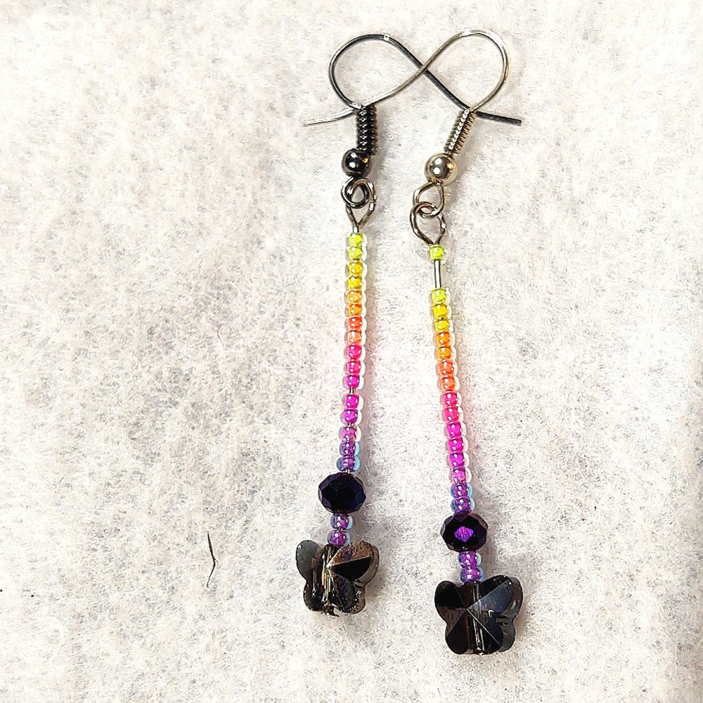 Crystal Butterfly Beaded Earrings